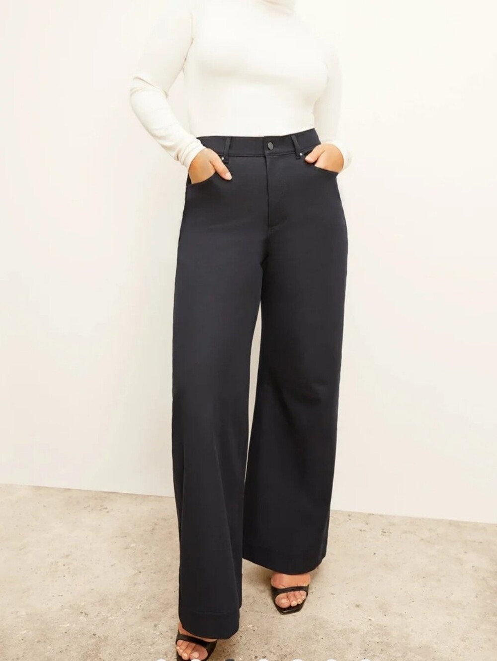 NWOT M.M. Lafleur Milo High Rise Wide Leg Crop Jean Organic Cotton Black Size 16